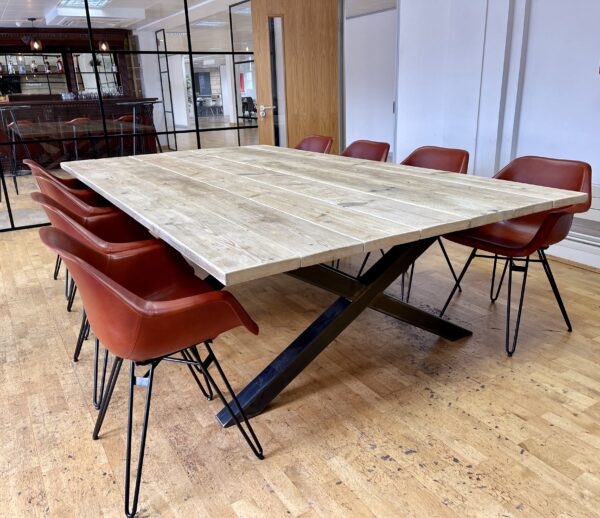 Industrial Boardroom Table X legs configuration