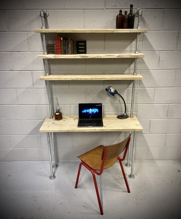 Industrial Home Office Desk With Shelves 3 Feet Wide