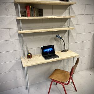Industrial Home Office Desk With Shelves 3 Feet Wide