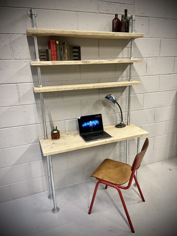 Industrial Home Office Desk With Shelves 3 Feet Wide