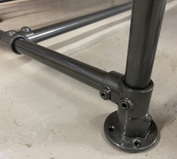 Industrial Reclaimed Scaffold Board Dining Table Steel Legs & 2 Benches Gun Metal Grey