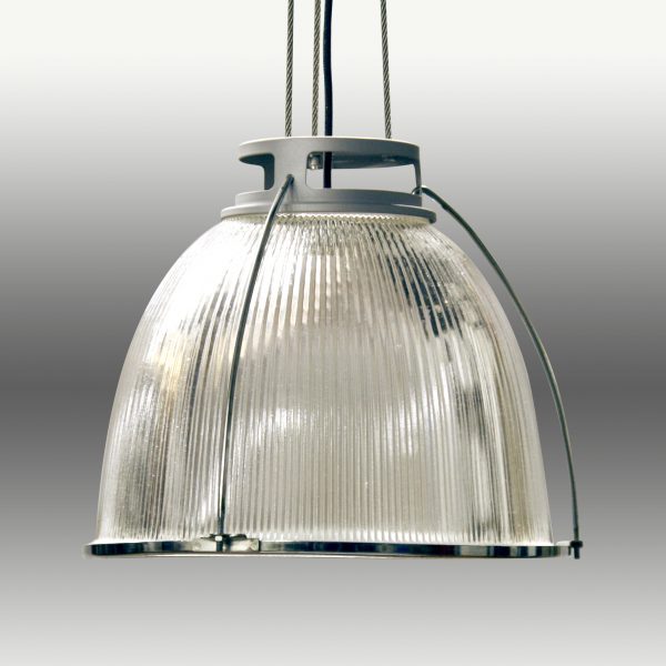 Vintage Industrial Glass Holophane Pendant Lights