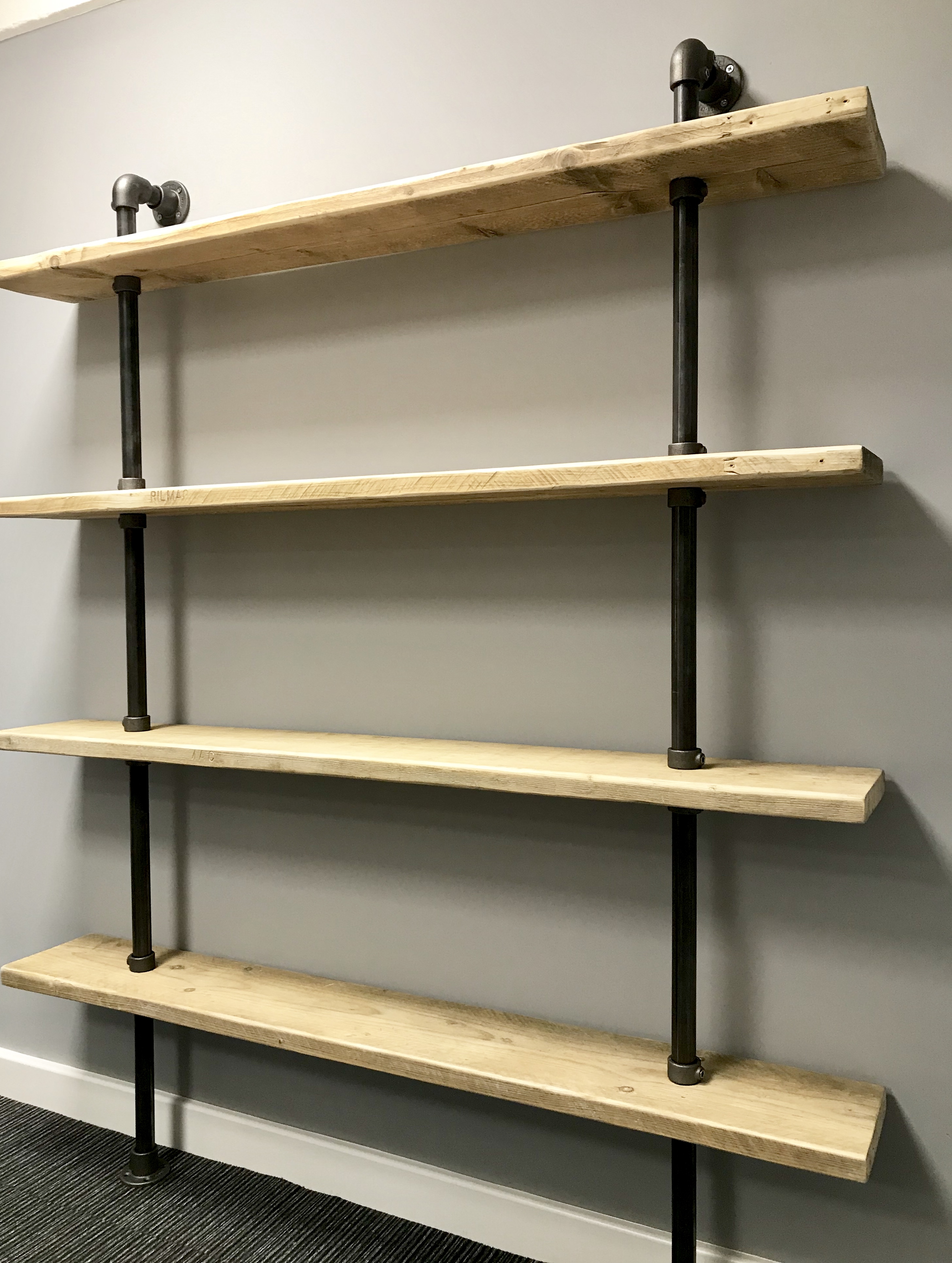 Pipe Reclaimed Wood Scaffold Board, Pipe And Plank Shelving