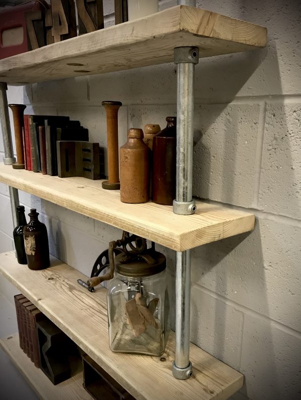 Pipe & Reclaimed Wood Scaffold Board Industrial Galv Shelves Bookcase 3 Feet