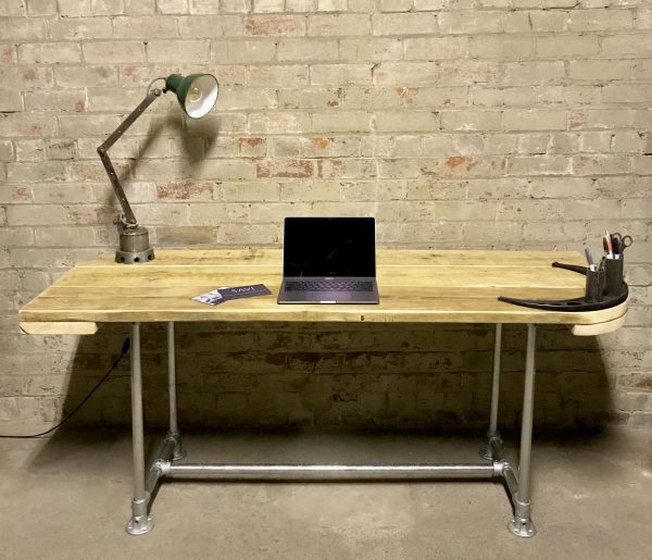 Industrial Reclaimed Scaffold Board Office Computer Desk Work Station Steel Legs