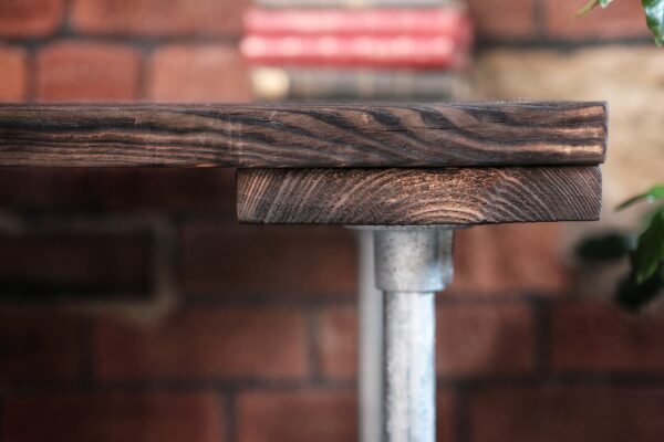 Shou Sugi Ban Yakisugi Scaffold Board Plank Industrial Dining Table Steel Legs Charred Burnt Wood Galvanised Indoor