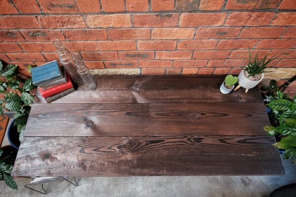 Shou Sugi Ban Yakisugi Scaffold Board Plank Industrial Dining Table Steel Legs Charred Burnt Wood Grey Indoor