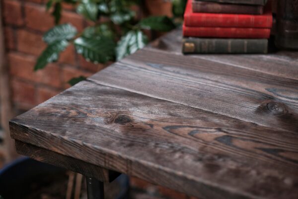 Shou Sugi Ban Yakisugi Scaffold Board Plank Industrial Dining Table Steel Legs Charred Burnt Wood Grey Indoor
