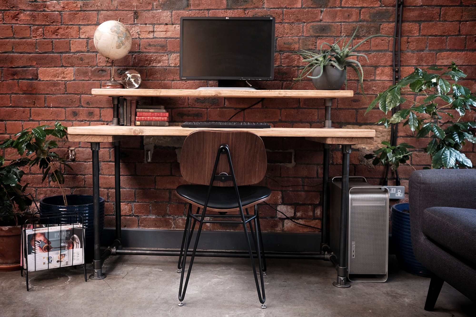 het kan slecht bagageruimte Industrial Reclaimed Scaffold Board Office Work Station Desk Table with  Shelf